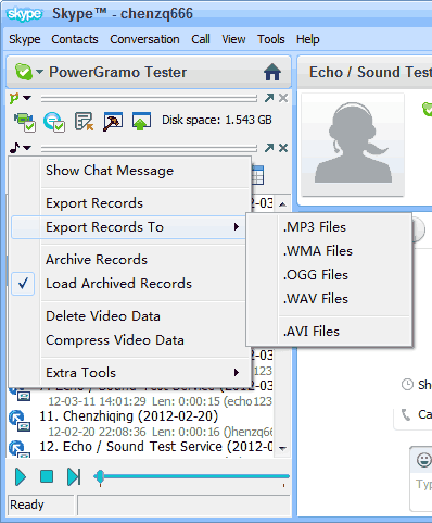 PowerGramo Playlist menu